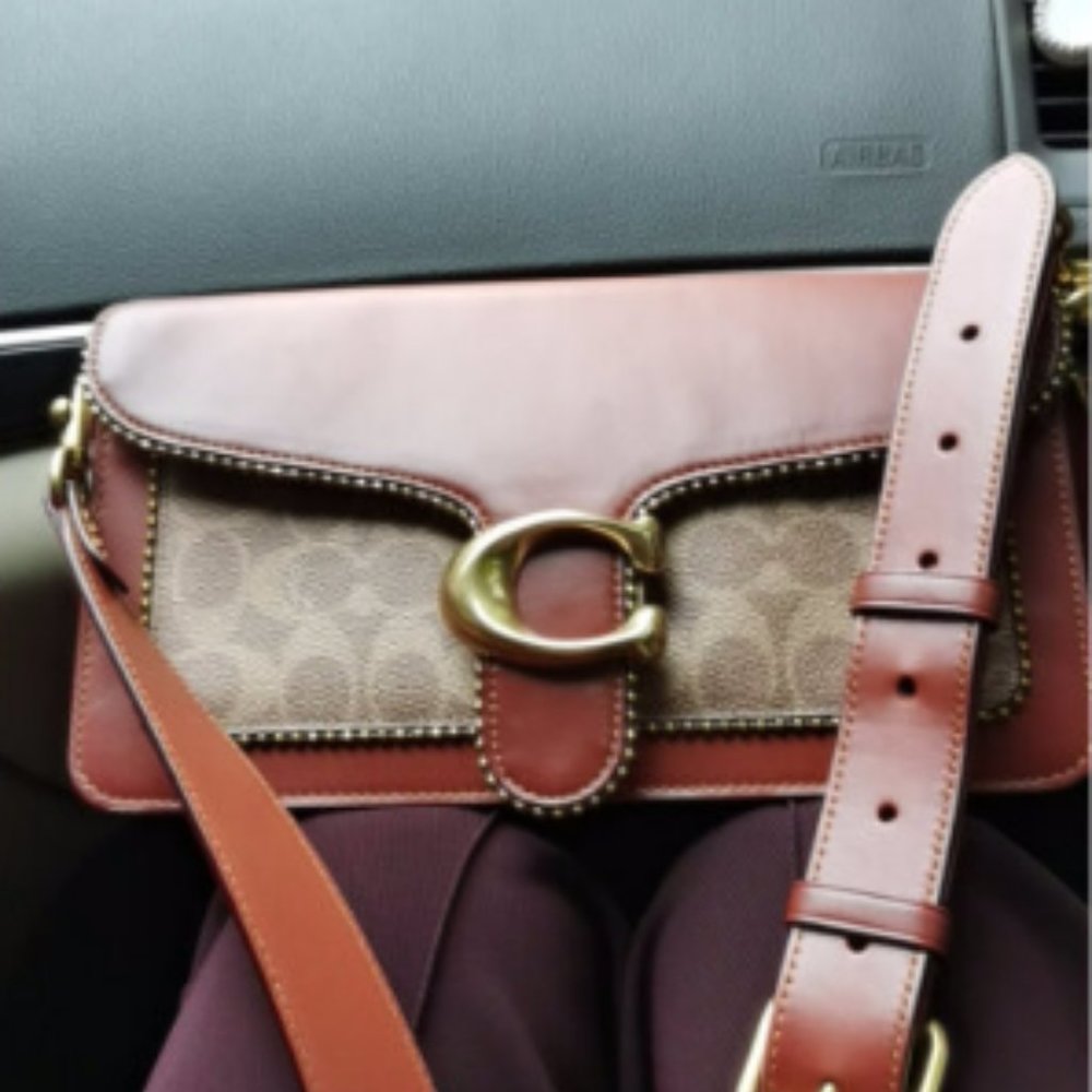 Coach luxury women's counter tabby series coated canvas with Leather Messenger B - Picture 6 of 12
